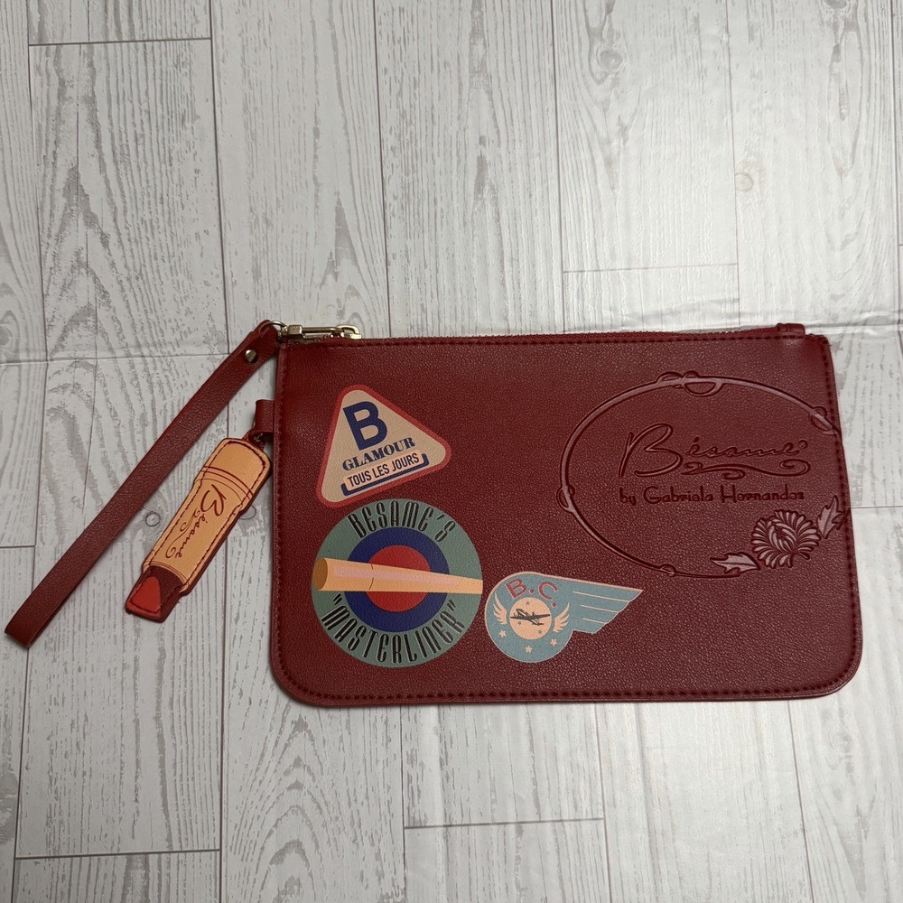 Besame Cosmetics Zippered‎ Clutch Wristlet Strap Pouch Lipstick Charm Retro New